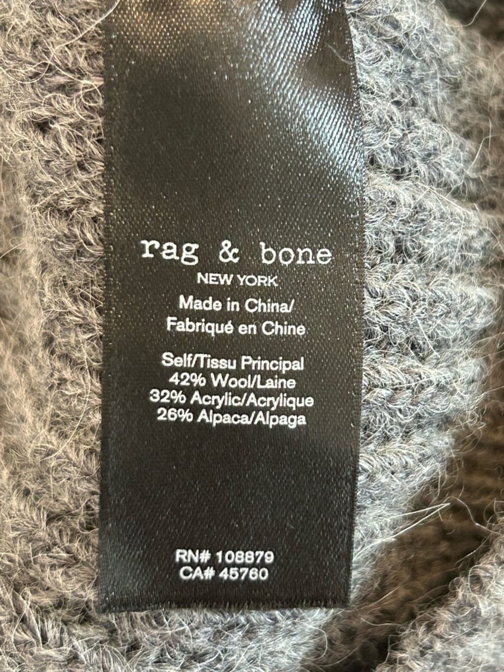 Rag & Bone Madix Wool & Alpaca Blend Sweater Polo Grey Size M - Picture 11 of 12